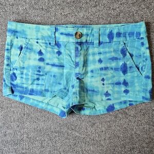American Eagle Womens Tie Dye Shortie Shorts Size 6 Blue LowRise Retro Y2k Style